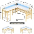 thumbnail image 2 of iSunirm L Shaped Computer Desk, Corner L Shaped Desk with Power Outlet and LED Light Strip, Reversible L Desk with Monitor Stand, Ergonomic 2 Person Office Desk for Home and Office, White Gold, 2 of 8