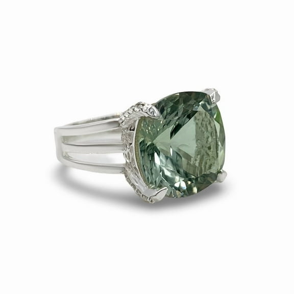 Lovely Green Amethyst Cocktail Ring-Unique Green Prasiolite Ring-Statement Ring-February Birthstone Ring-Promise Ring Women Gift