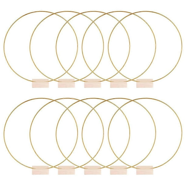 10 PCS 12 Inch Metal Floral Hoop Centerpieces for Table, Metal Wreath Ring with 10 PCS Place Card Ho