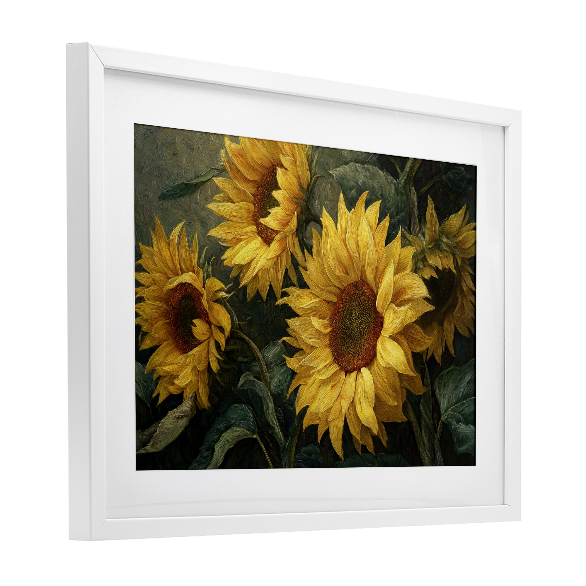 Stupell Industries Sunflowers For The Soul White Framed Print Under Glass, design by Tina LeCour