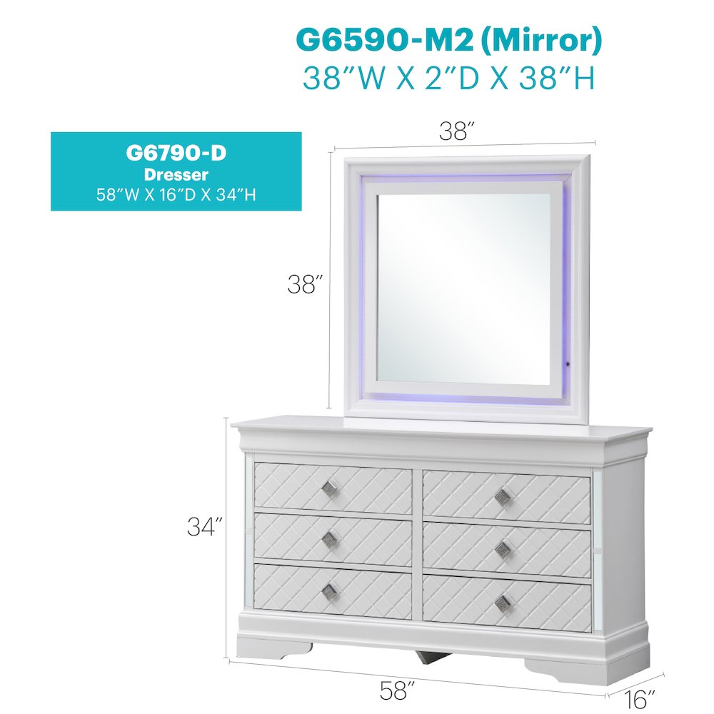 Glory Furniture Verona G6790-D Dresser , Silver Champagne