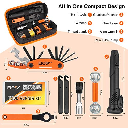 Portable Patches 2in1 Inflator,Camping Kit,Travel Essentials Tool Bag,Combination Lock,Cable Lock,Safety Emergency All in One Tool Bicycle Repair kit&Bicycle Lock,Tire Pump,Home Bike Tool 