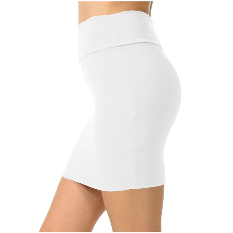 miqiqism High Waisted Mini Pencil Skirts for Women Basic Elastic
