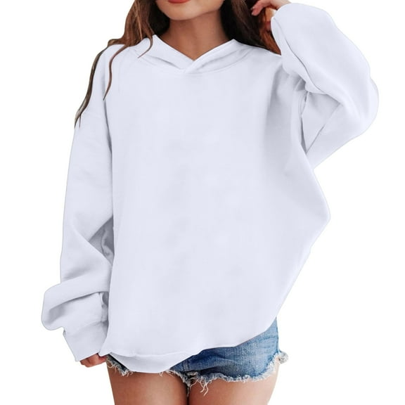 SGMVNU Hoodies for Teen Girls, Girl's Oversized Hoodie Sweatshirt, Boys Fashion Pullover Tops Kids Winter Clothes White Size 11-12 Years