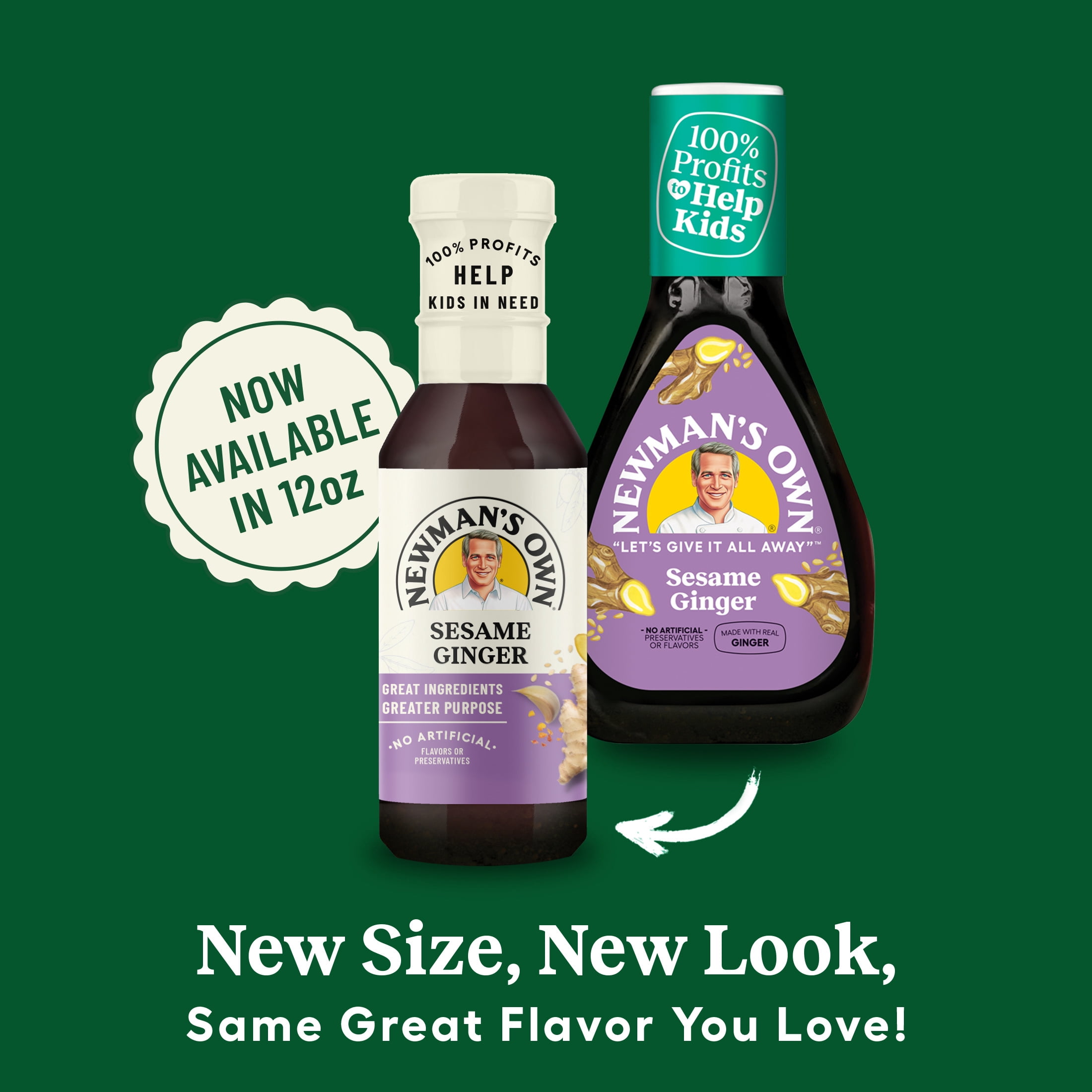 (2 pack) Newman's Own Sesame Ginger Salad Dressing, Marinade, and Finishing Sauce, 12 fl oz