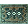 thumbnail image 1 of Ahgly Company Machine Washable Indoor Rectangle Persian Turquoise Blue Traditional Area Rugs, 7' x 10', 1 of 4