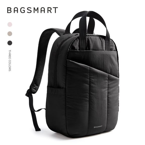 BAGSMART College Laptop Backpack, 15.6 Inch Travel Backpack Airline Approved, Casual Daily Backpack, Lightweight College Bookbag for Women Men, Black