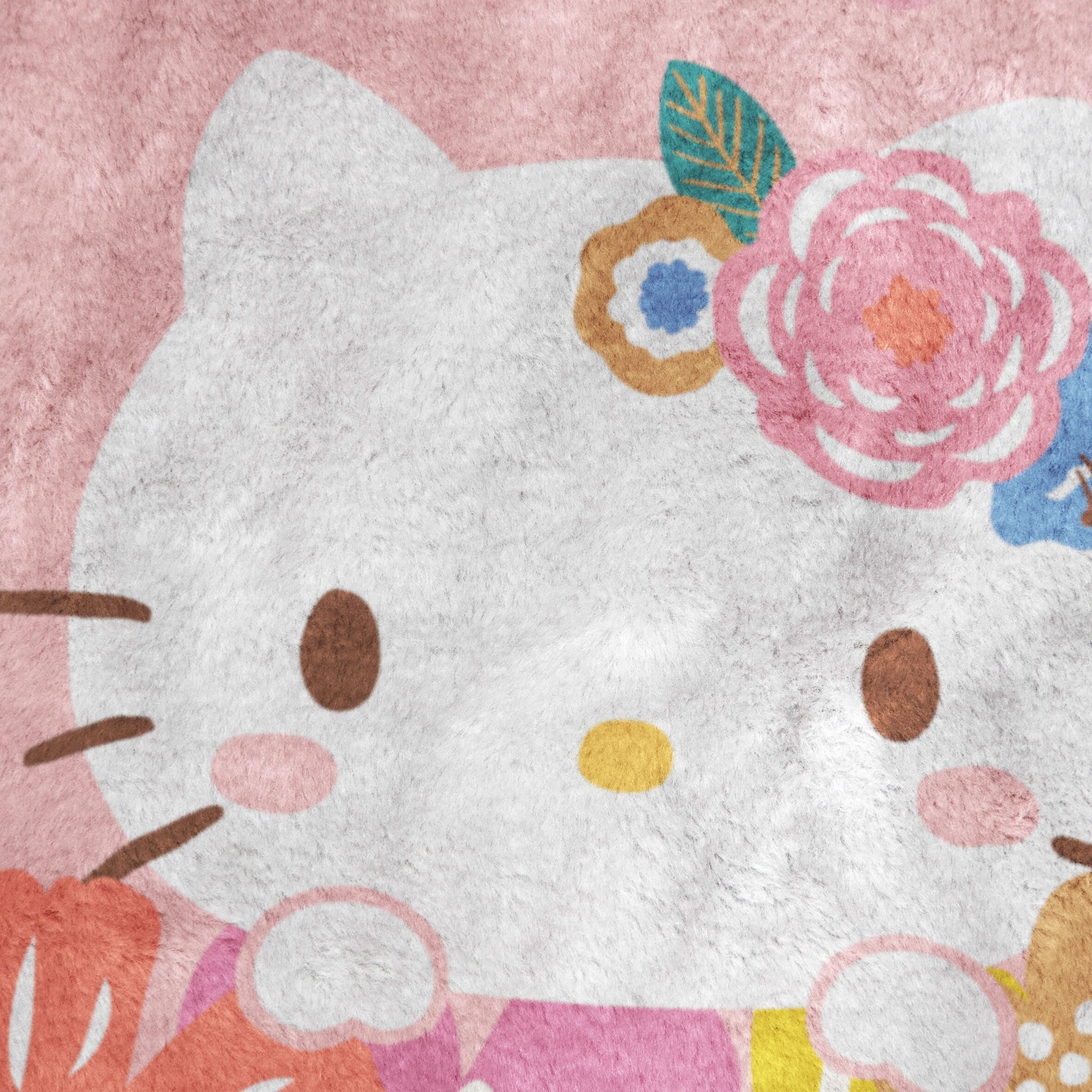 Sanrio Hello Kitty Floral Grace 46 x 60 Coral Fleece Kids Throw Blanket - Soft Bedding Accessories