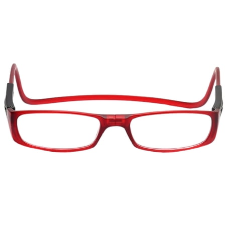 ENMJIAW Clic Magnetic Reading Glasses For Men Or Women,Computer Readers,Click Adjustable,Original Long (M-L,Red,150 Degrees)