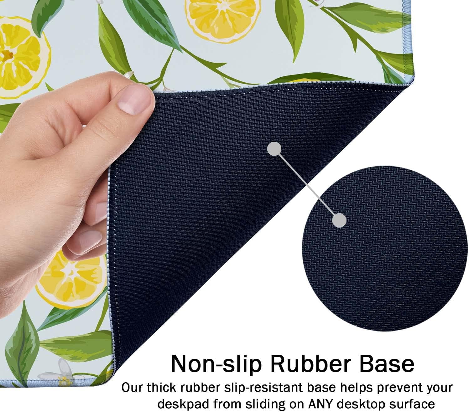 Extended Mouse Pad, XXL Gaming Mouse Pads, Large Big Mousepad Laptop Computer Keyboard Mat Desk Pad with Non-Slip Base Stitched Edge for Gaming Office, 35.4 x 15.7 inch, Lemon Fruits Tree Leaf