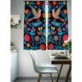 thumbnail image 4 of Mexico Flower Bird Sheer Curtains 72 Inches Long 2 Panels Vintage Colorful Symmetry Art Light Filtering Semi Sheer Window Curtains Drapes for Bedroom Living Room 52"x72", 4 of 7
