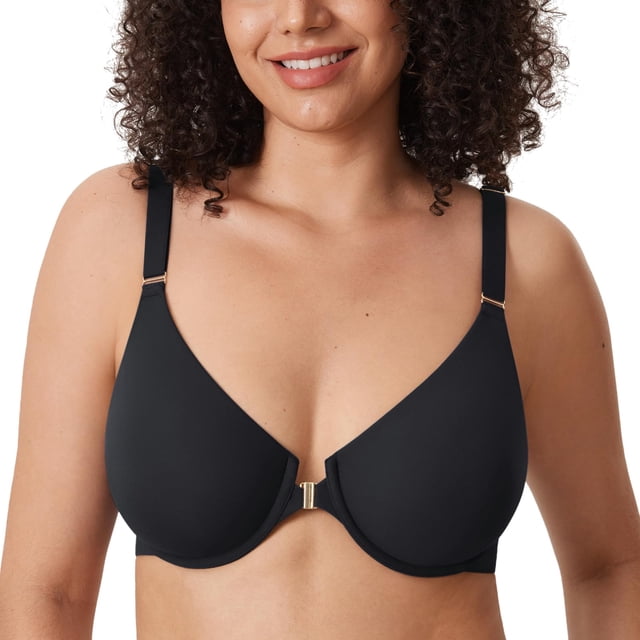 Sostén DELMIRA Inbarely Plus con cierre frontal y espalda racerback 36B Negro