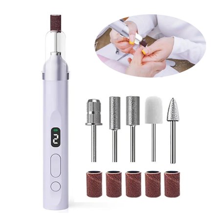 Nail Drill Electric Nail File - Cordless Professional Nail Filer for Manicure and Pedicure, Portable Nail Drill Machine Kit for Acrylic Gel Nails Thick Toenails Nail Grind (Purple)