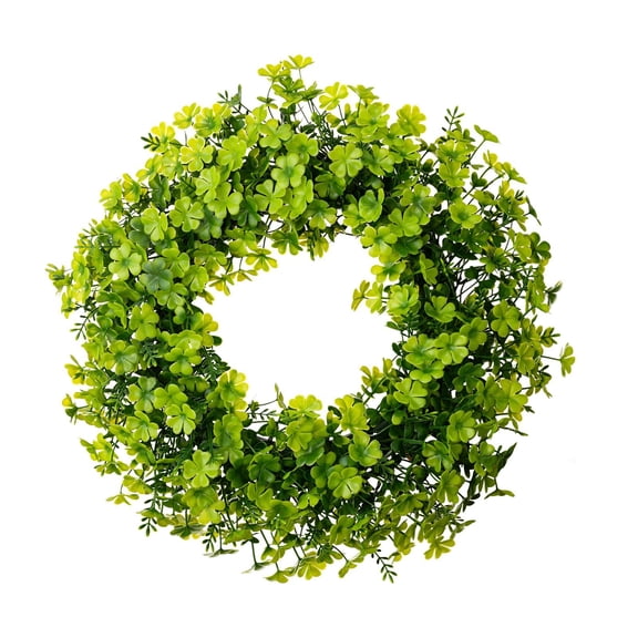 20" St Patricks Day Front Door Wreaths,Artificial Spring and Summer Outdoor Wreath for Front Door,All Seasons Artificial Green Wreath for Farmhouse Wedding Porch Wall Indoor Decorations(Green)