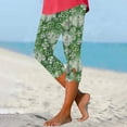 thumbnail image 2 of IFNWSV Leggings Women Print Capri Length High Waist Elastic Comfort Soft Yoga Gym Stretch Pants with Pockets Green L, 2 of 5