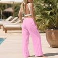 thumbnail image 5 of Women's Linen Pants Drawstring Elastic Waist Pants with Pockets Flowy Wide Leg Straight Leg Slacks Casual Baggy Trousers Fashion Trendy Pant 2026 Summer Beach Vacation Outfits, 5 of 9
