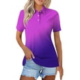 thumbnail image 2 of Womens Golf Shirts Casual Short Sleeve Button Lapel Moisture Wicking T-Shirts Loose Gradient Printed Dressy Collared Basic Business Workout Tops, 2 of 5
