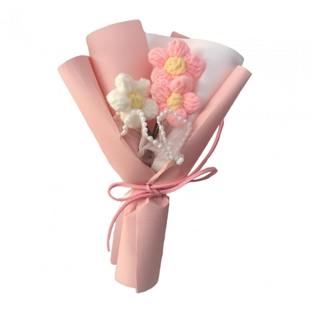 Ramo de punto hecho a mano, ramo de flores artificiales, flores falsas tejidas, romántico Estilo A