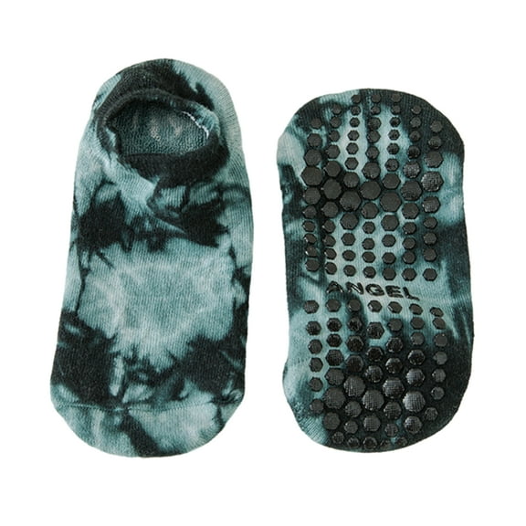 1 Pair Yoga Sports Socks Tie-dyed Breathable Short-Tube Cotton Socks Women Non-slip Dance Ballet Pilates Fitness Training Floor Socks-Black