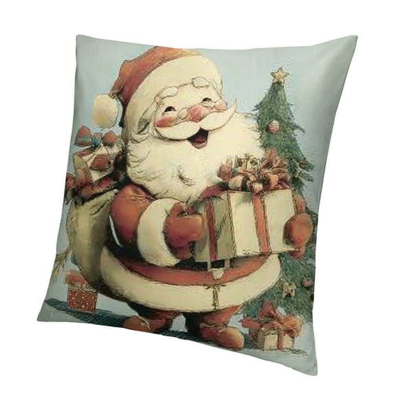 Autua Vintage Christmas Pillowcase Country Christmas Throw Pillow Case Vintage Santa Cushion Cover for Home Holiday Decorations 12x12in