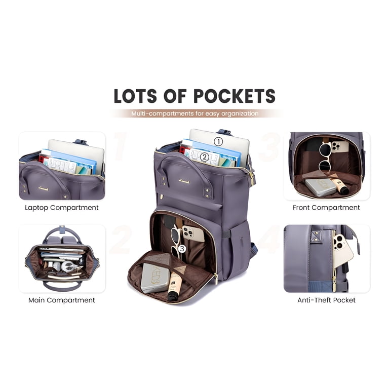 Dora & Liz Women's Leather Laptop Backpack | 15.6 Inch Travel & Work Bag With Suitcase Strap