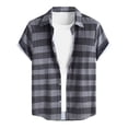 thumbnail image 1 of BOBOGOJP Chemises Décontractées pour Hommes à Manches Courtes Classiques Douces, Gris S, 1 of 5