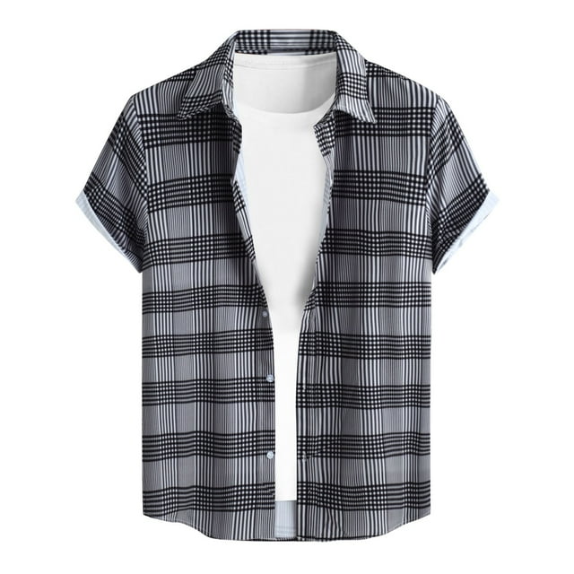 BOBOGOJP Chemises Décontractées pour Hommes à Manches Courtes Classiques Douces, Gris S