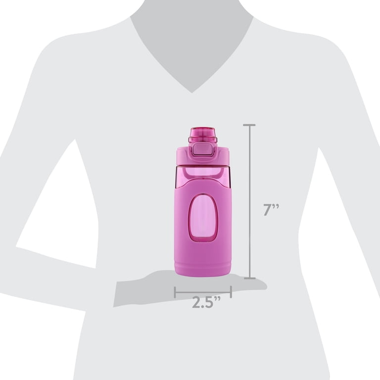 Mainstays Kids 16 oz Pink Water Bottle with Flip-Top Lid photo 7