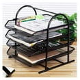 thumbnail image 4 of 4 Tier Office Filing Trays Black - Desk Organiser A4 Document Holder Stackable Metal Mesh Letter Tray for Home Office Supplies, 4 of 6