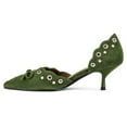 thumbnail image 2 of FSJ Women Graceful Kitten Low Heels D'Orsay Pumps Bowknot Pointed Closed Toe Slip-On Metal Ring Sandals Party Casual Shoes Size 9 Green, 2 of 4