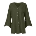 thumbnail image 4 of ZKIRBJV White Cardigan Sweater for Women 3/4 Sleeve Womens Summer Cardigan Lightweight Open Front Shrug Cardigan Light Solid Color Dressy Casual Kimono Cardigan Army Green L, 4 of 6