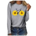 thumbnail image 1 of Pompotops T-shirt Décontracté Imprimé pour Femmes Col Rond Manches Longues Blouse, 1 of 4