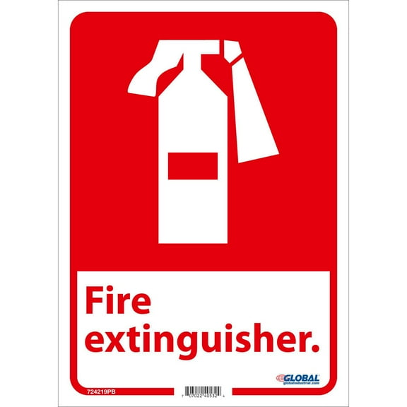Global Industrial B2332420 Fire Extinguisher Sign - Pressure Sensitive Vinyl - 14 x 10 in.