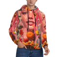 thumbnail image 2 of Wukai Vibrant Floral Collage Portrait Print Men Hoodies Fleece Sweatshirts Long Sleeve Sweaters Pullover Fall Outfits Winter Clothes-Medium, 2 of 7