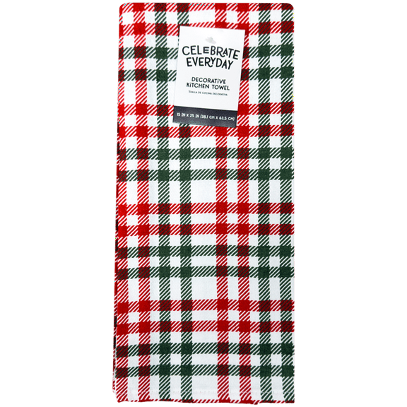 Red and Green Flannel Decorative Kitchen Towel