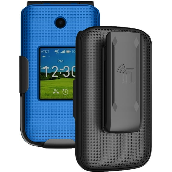 Nakedcellphone Holster Series for AT&T Cingular Flex 2 / Cricket Debut Flex Flip Phone Case, Slim Hard Shell Cover and Belt Clip Holder Combination