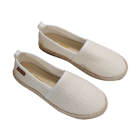 UTTOASFAY Women's Woven Flats,Breathable Hollow Knit Shoes,Solid Color Round Toe Casual Walking Shoes,Lightweight Spring Summer Everyday Footwear
