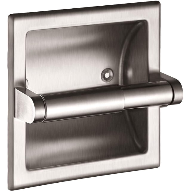 HAHDAXIA SMACK Brushed Nickel Recessed Toilet Paper Holder,Contemporary Hotel Style Wall Toilet Paper Holder - Recessed Toilet Tissue Holder Includes Rear Mounting Bracket