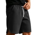 thumbnail image 4 of Erwazi Mens Shorts Solid Waffle Drawstring Waist Side Split Lightweight Summer Walking Outdoor Activities Shorts with Pocket, 4 of 6