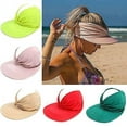 thumbnail image 3 of Louist Sun Visor Hat for Women UV Protection Wide Brim Summer Beach Cap Packable Foldable Suitable for Outdoor (Pink), 3 of 9