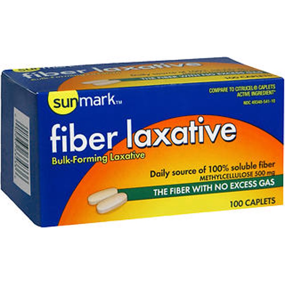 Sunmark Fiber Laxative Caplets, 100 Count