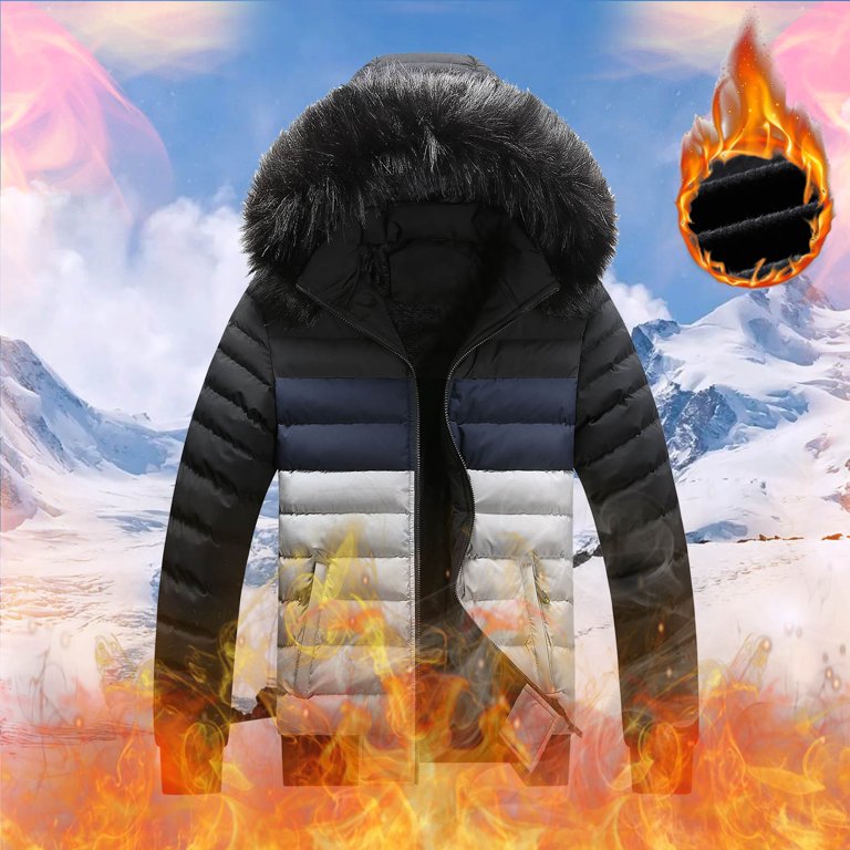 Ketyyh chn99 Men s Coat Hooded Warm Winter Overcoat Parka Jacket Thick Outerwear Grey 4XL Walmart