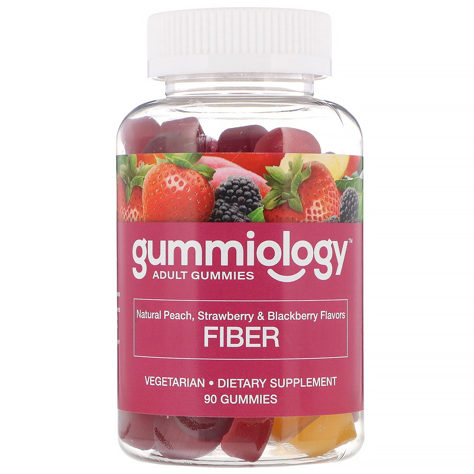 Gummiology Adult Fiber Gummies Natural Peach Strawberry Blackberry