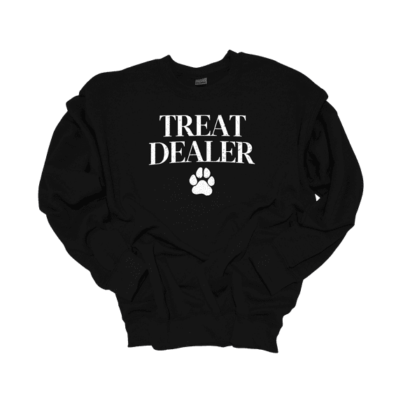 Trenz Shirt Company Womens Dog Treat Dealer Paw Print Crewneck Sweatshirt-Black-4X-Large