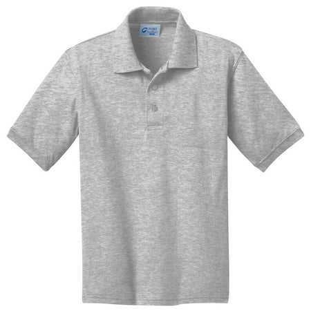 Mens Bamboo Charcoal Polo - Port & Company Youth Comfortable Rib Knit Collar Polo Shirt