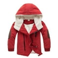 thumbnail image 2 of Karoyedx Boys Winter Coat Unisex Boys Girls Fleece Hoodie Sherpa Lined Jacket Zip Up Hooded Sweatshirt Winter Outerwear for Kids Red Size,11-12 Years, 2 of 5