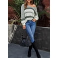 thumbnail image 5 of Sidefeel Womens Stripe Color Block Knitwear Sweater Winter Loose Slouchy Pullover Jumper Tops L 12-14, 5 of 10
