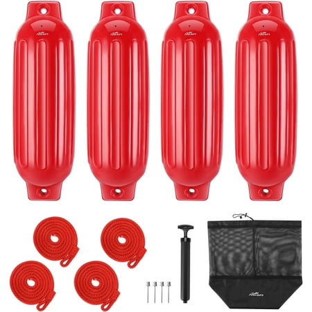 ZJQYDS Boat Fender 4 Pack Boat Bumpers Fenders with 4 Ropes, Boat Bumpers for Pontoon Boat Fenders Inflatable