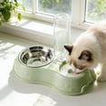 thumbnail image 4 of SHENGXINY Stainless Steel Cat Food Bowl and Water Bowl Set - 2 in 1 Automatic Gravity Water Dispenser, Leakproof Clean Feeder for Small Medium Dogs & Cats Green 13.78x6.1x9.84in, 4 of 6