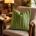 thumbnail image 5 of DefiDgd Velvet Throw Pillow Cover,Minimalist Striped Textured Square Cushion Case,Soft Decorative Pillow Slip for Sofa Couch Bed Living Room Bedroom Farmhouse Home Decoration(Light Green), 5 of 7